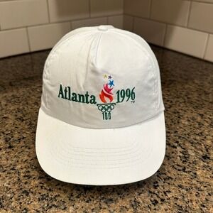 Vtg Logo 7 Atlanta 1996 Olympics Hat White Adjustable Snapback